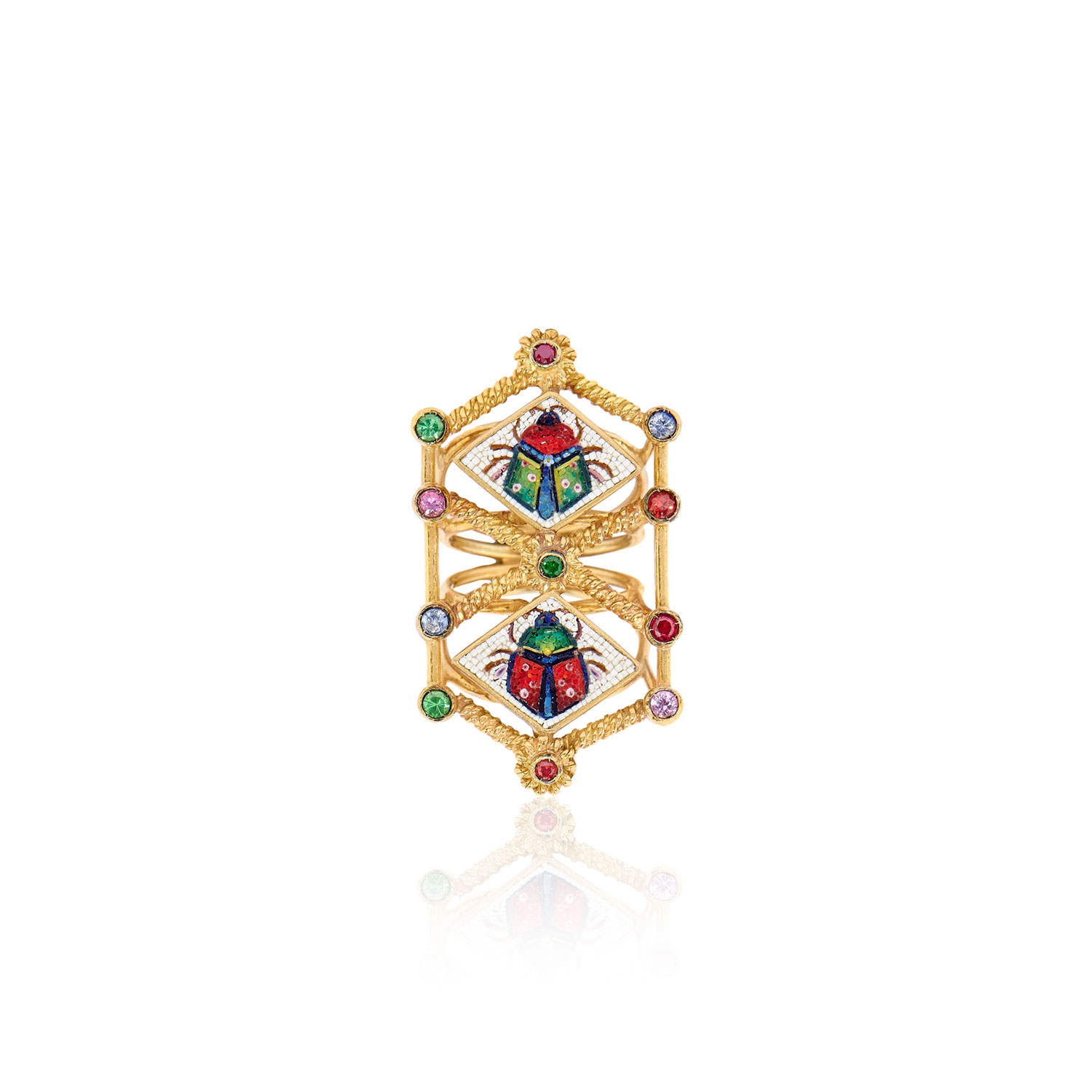 Le Sibille Aton Ra anello oro 18kt rubini zaffiri