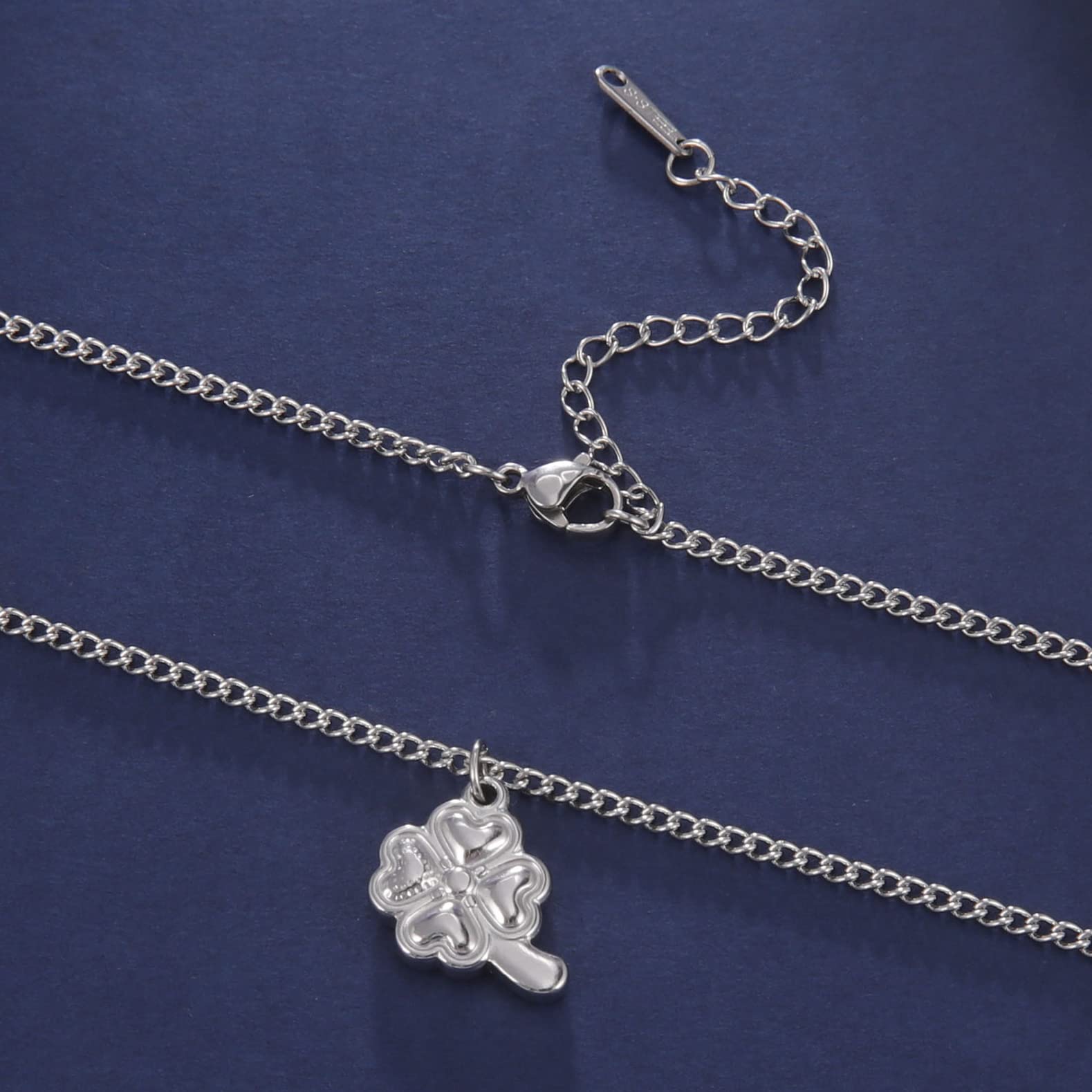 EUEAVAN Necklaces Collana Quadrifoglio Argento Amuleto
