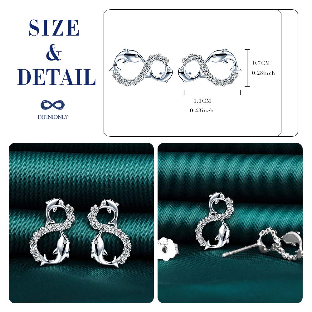 Infinionly Fashion orecchini delfino argento zircone