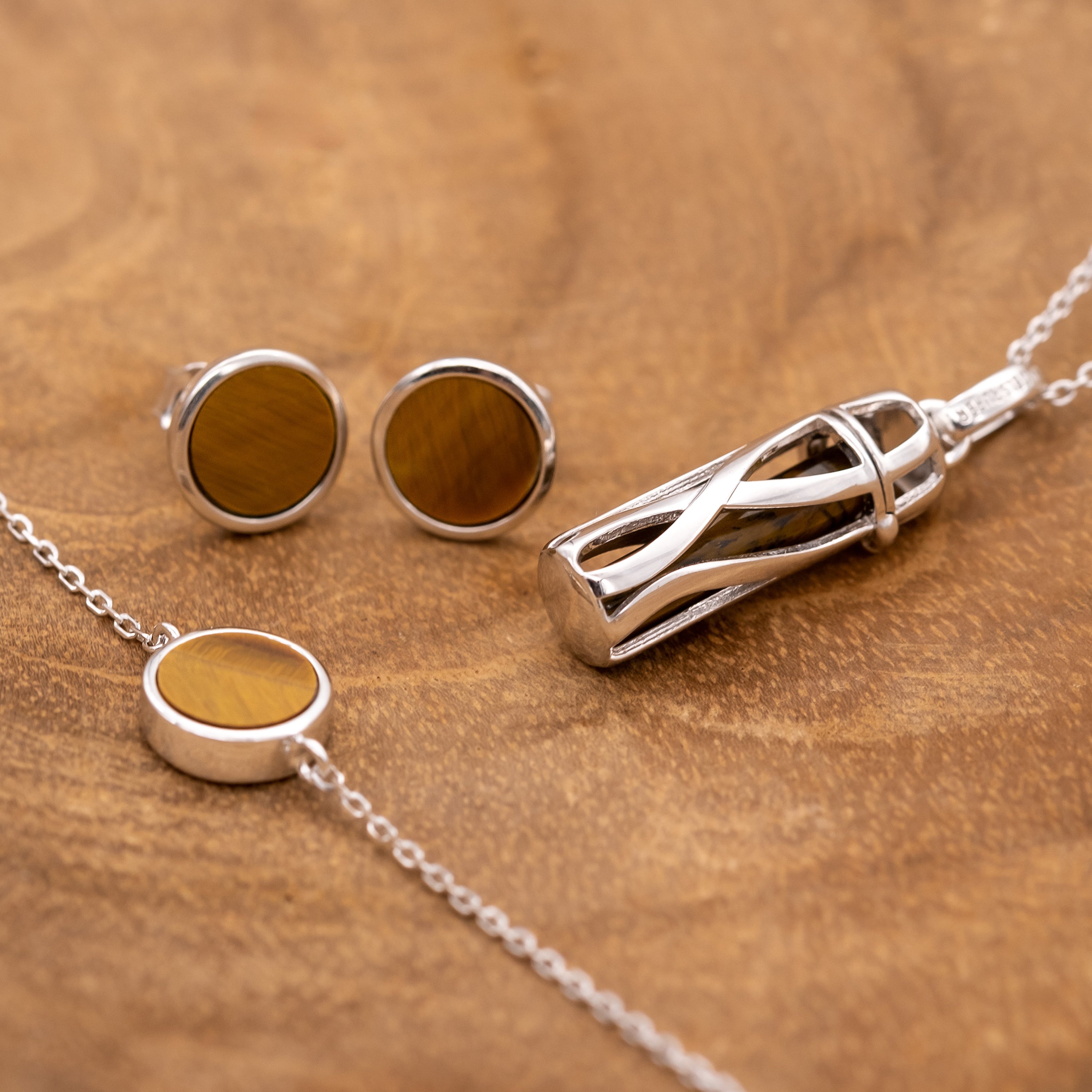 Engelsrufer Powerful Stone Collana Argento Occhio di Tigre S
