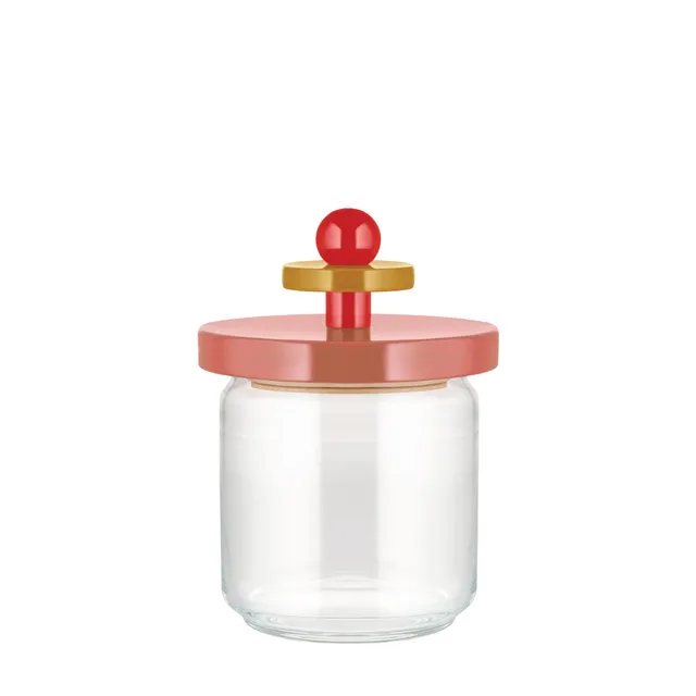 Alessi ES16/75 2 barattolo vetro rosa coperchio faggio