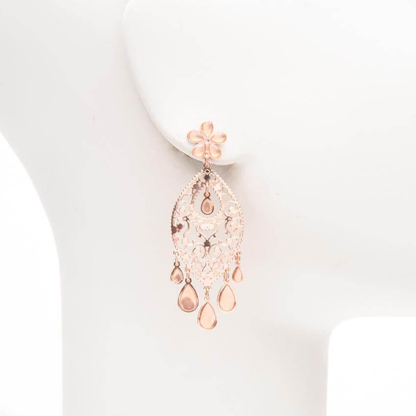 Chic Ad Hoc Orecchini perno arabesco fiore oro rosa
