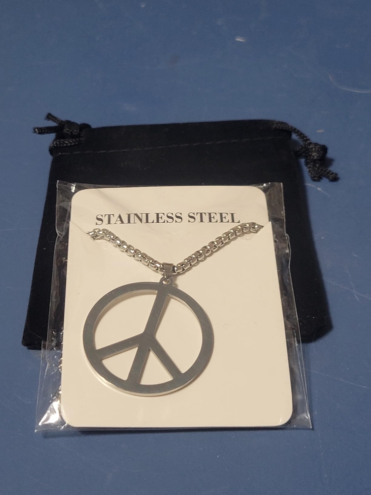 EUEAVAN Necklaces collana segno pace rotonda argento