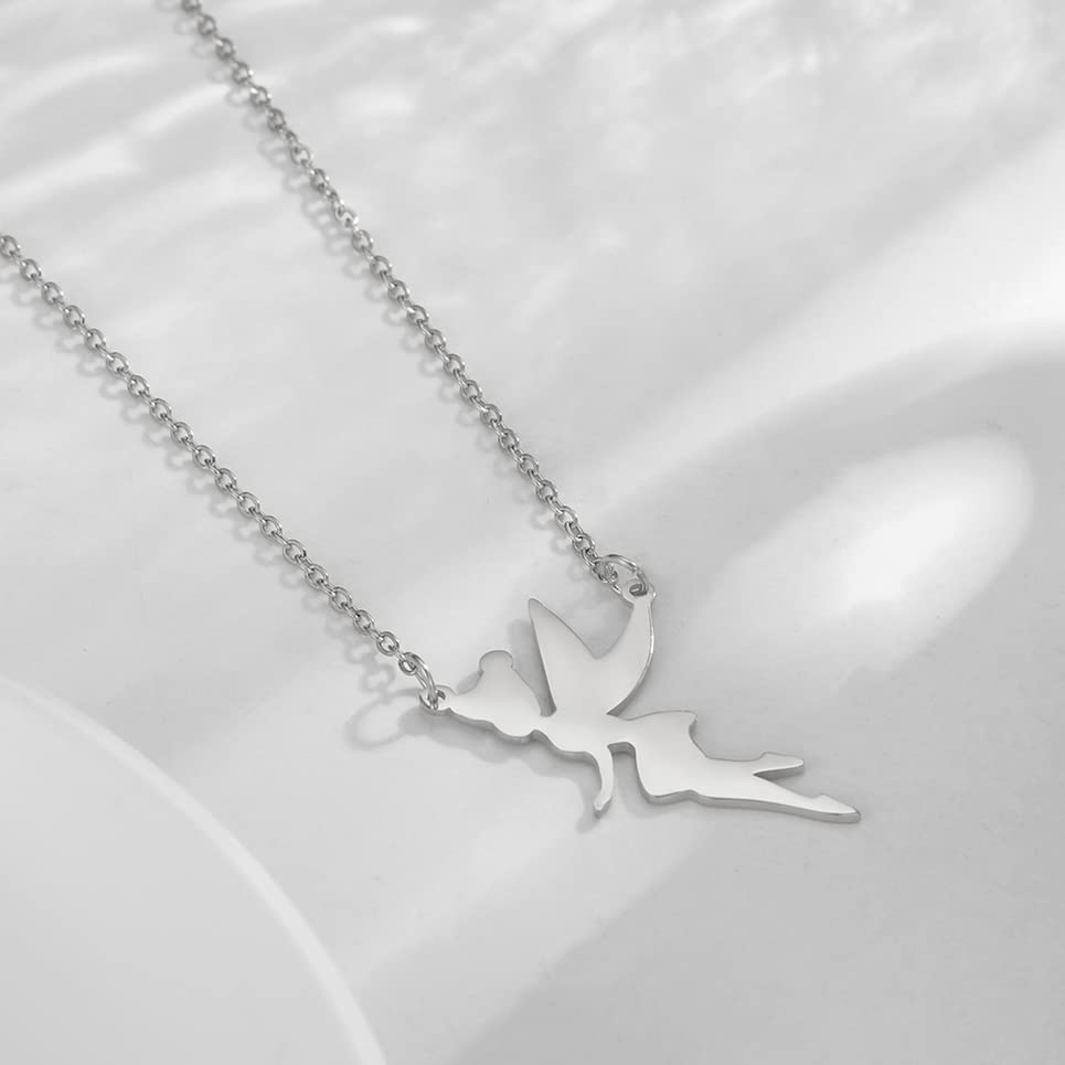 Eueavan Collana Fata Campanellino Argento Ballerina