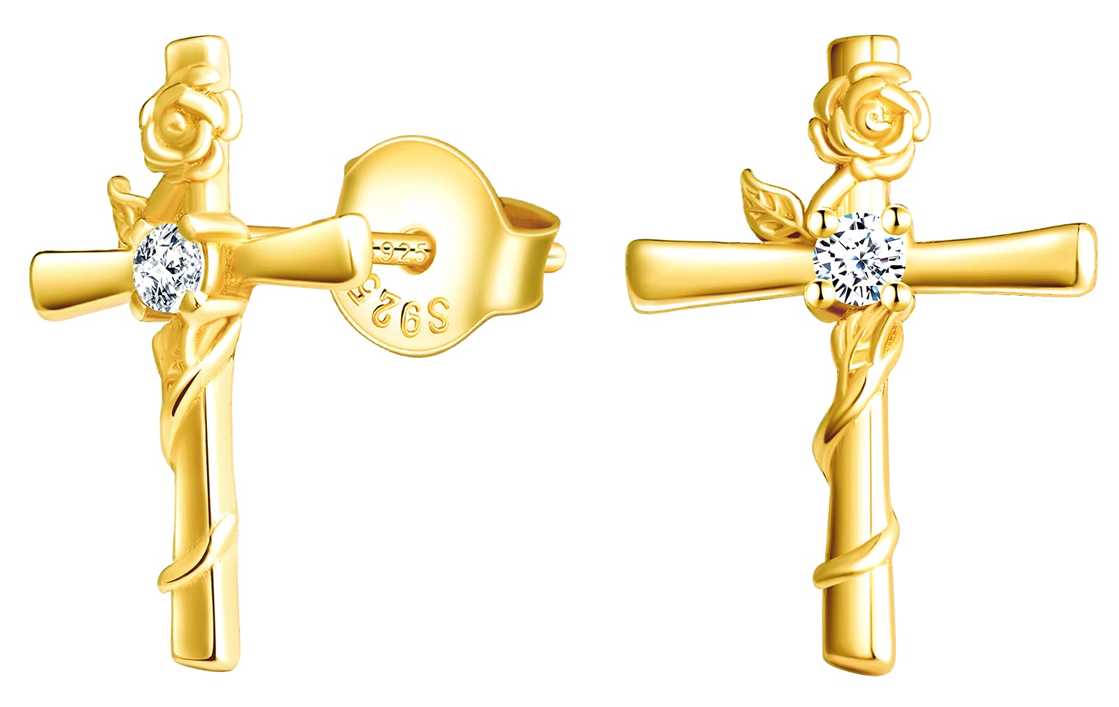 Infinionly collana croce argento 925 oro zirconi