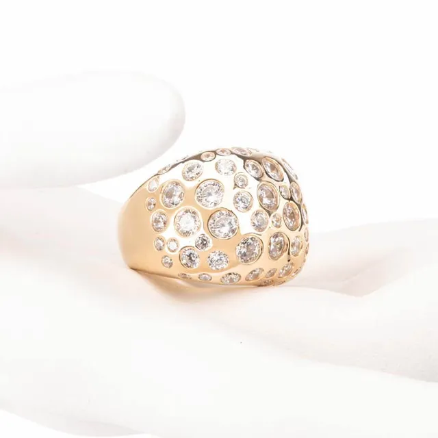 Chic Ad Hoc fascia bombata anello argento zirconi