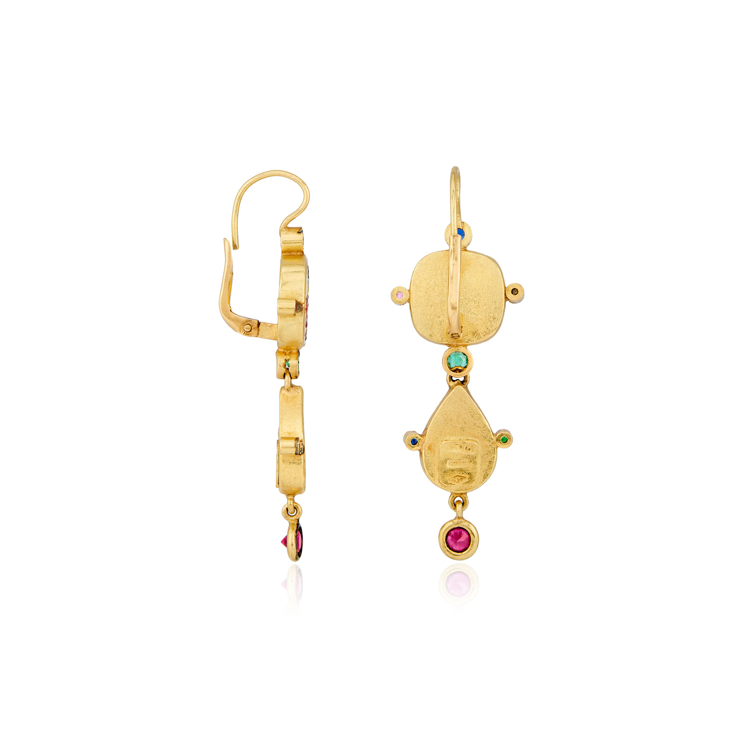 Le Sibille Shiva orecchini oro 18ct rubini smeraldi