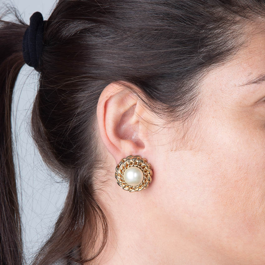 Chic Ad Hoc Orecchini clip perla fascione oro