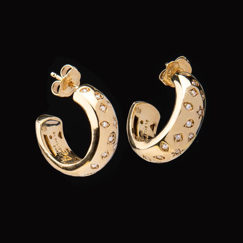 Chic Ad Hoc Orecchini Cerchio Bold Oro Stelle Zirconi