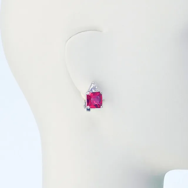 Chic Ad Hoc Orecchini clip orecchino argento rosso rubino