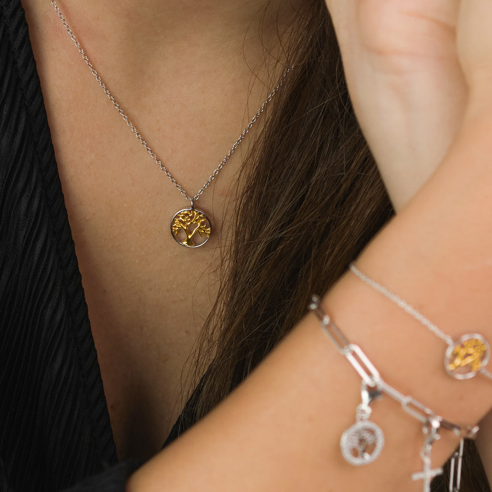 Engelsrufer Lebensbaum Bicolor collana argento 925 albero vita