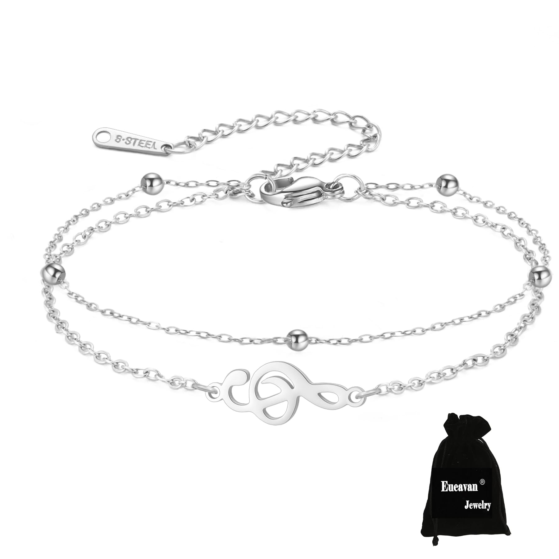 EUEAVAN Bracelets Braccialetto musica argento multistrato