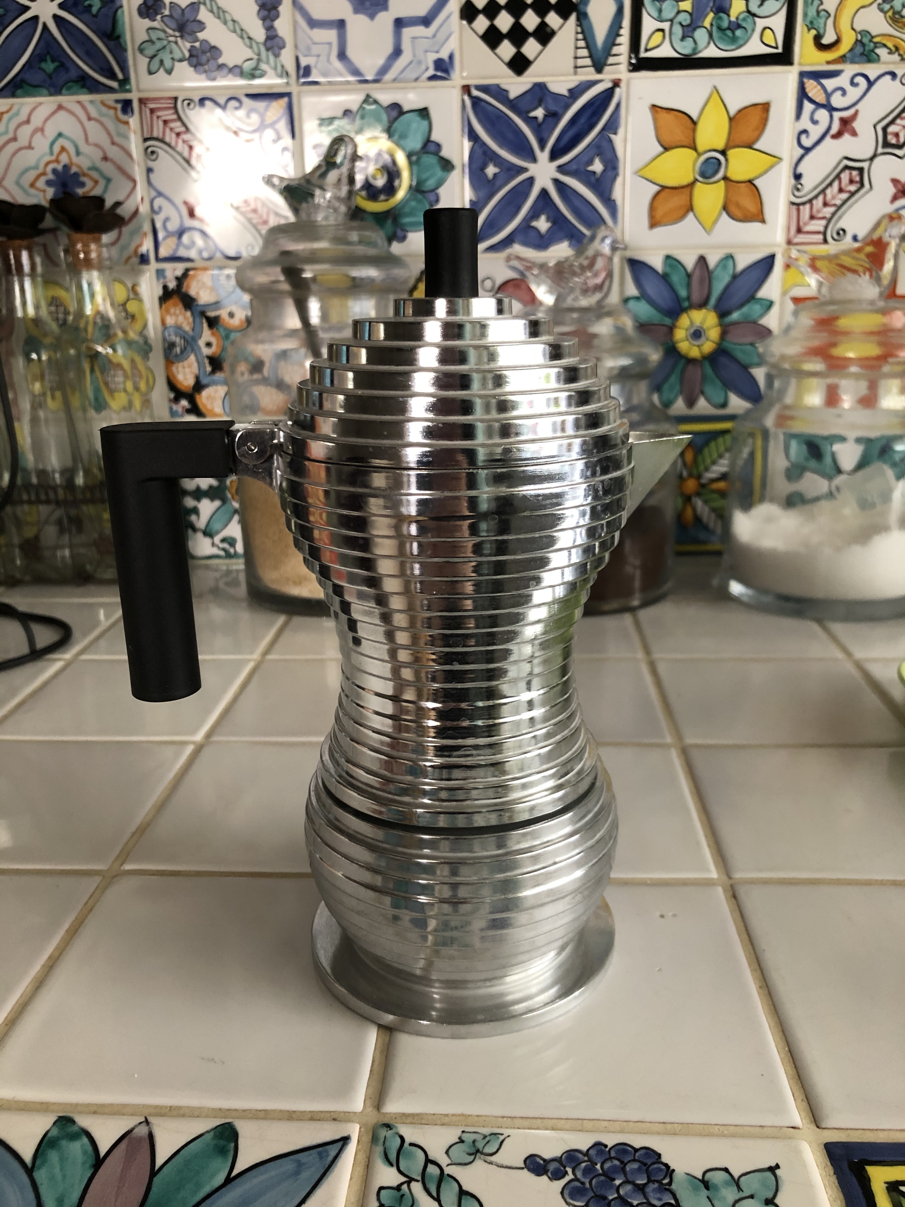Alessi Pulcina Caffettiera Moka 3 Tazze Rossa Alluminio