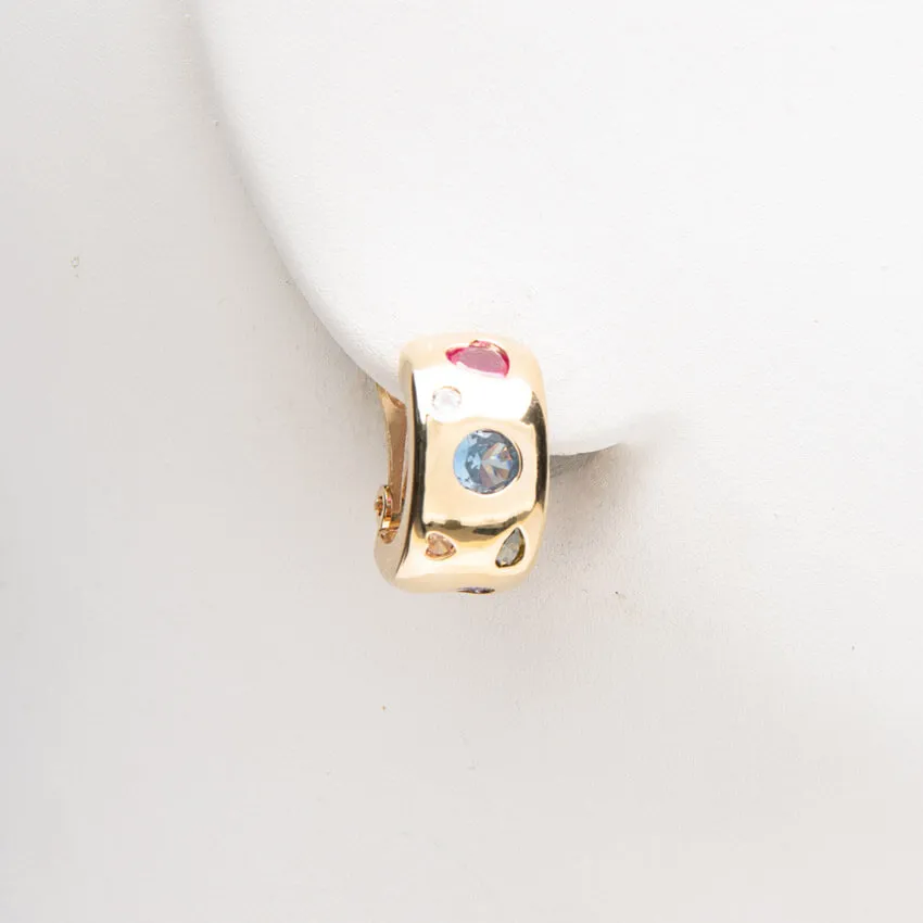 Chic Ad Hoc Orecchini lobo oro pietre multicolor