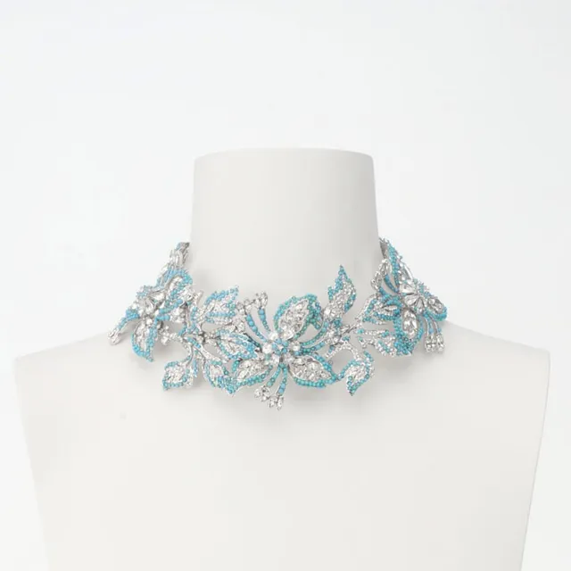 Chic Ad Hoc Collana choker petali argento turchese