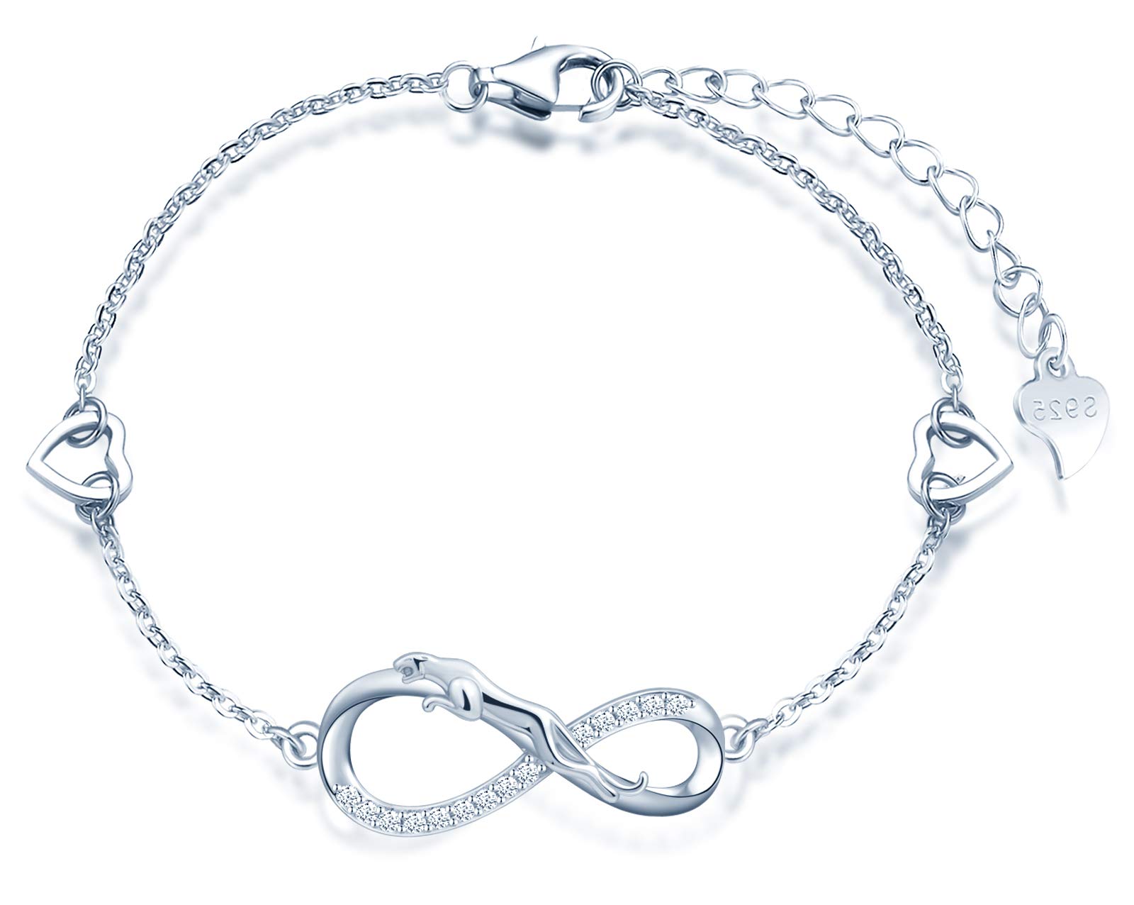 INFINIONLY Fashion Bracelets A-cuore bracciale argento leopardo cuore