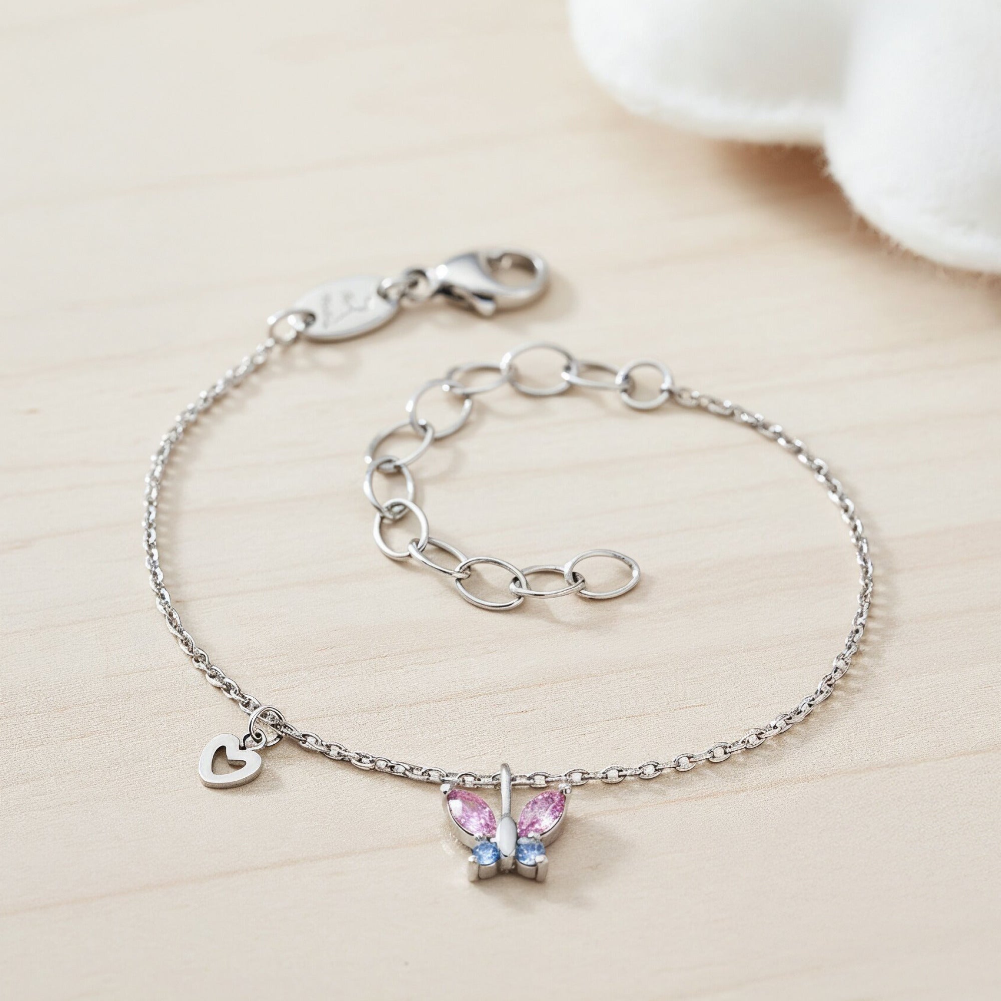 Engelsrufer Bracciale Bambina Acciaio Farfalla Zirconi