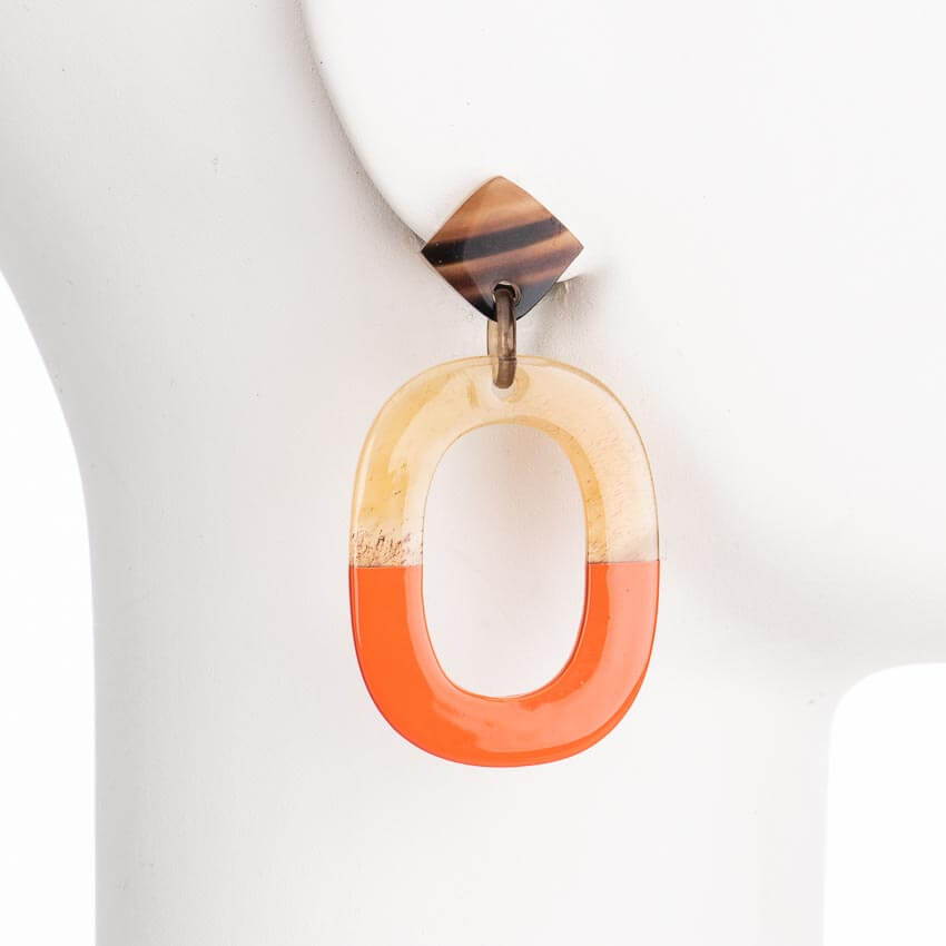 Chic Ad Hoc Orecchini corno e smalto arancione