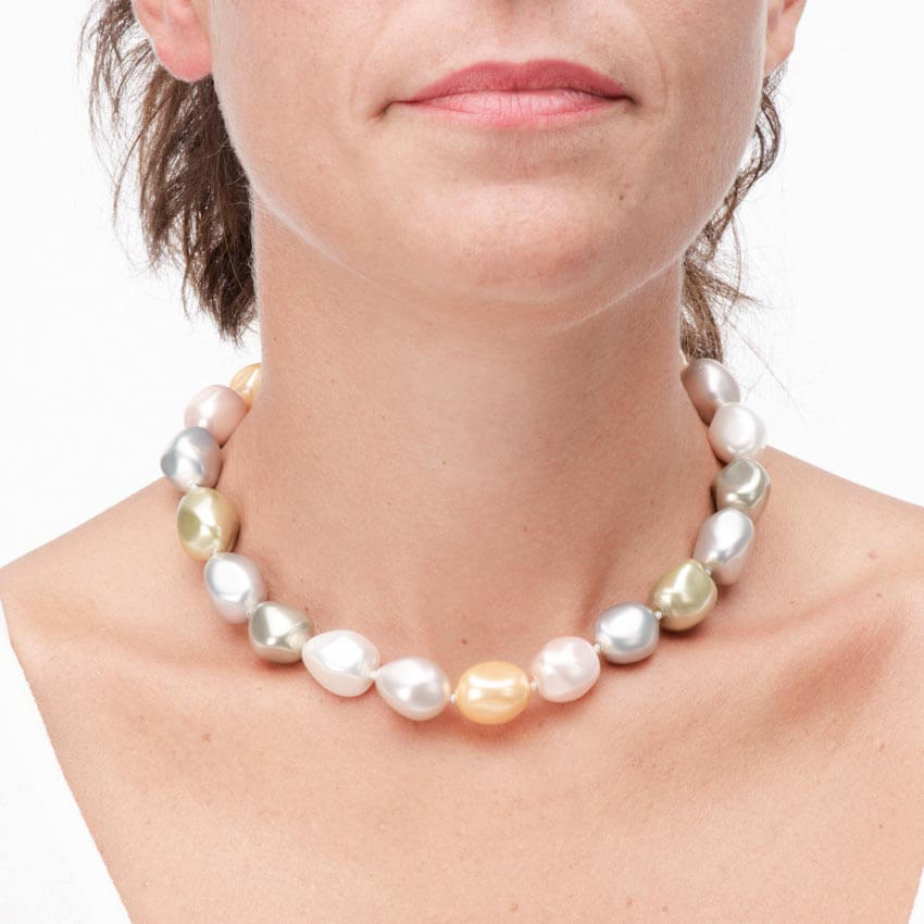 Chic Ad Hoc Collane Girocollo Perle Shell Baroccate Pastello