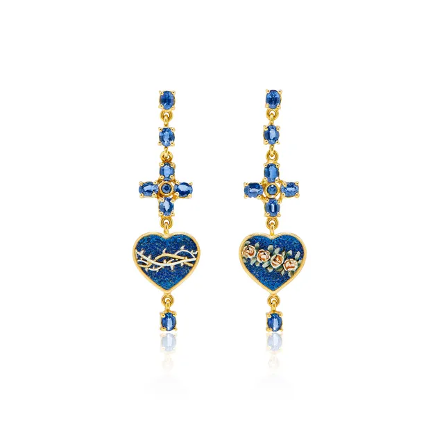 Le Sibille Blue Heart orecchini oro 18kt zaffiri blu 3,20 ct