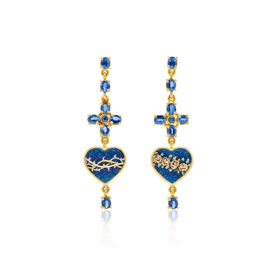 Le Sibille Blue Heart orecchini oro 18kt zaffiri blu 3,20 ct