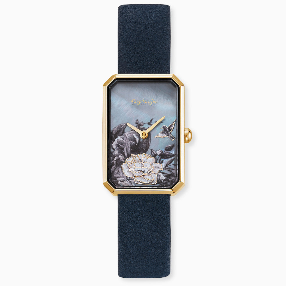 Engelsrufer Romantic Garden orologio oro madreperla blu 21cm
