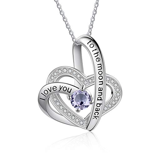 Jessemade Gioielli Collana Argento 925 Cuore Birthstone Zirconi Regolabile