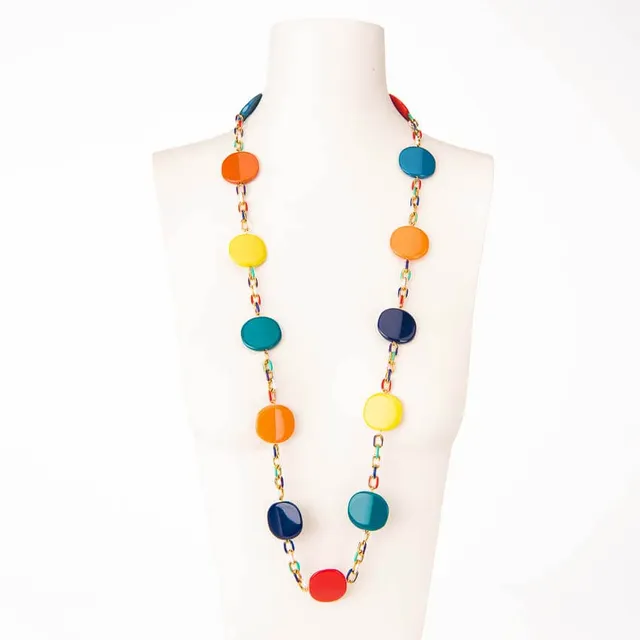 Chic Ad Hoc Collana lunga resina cialde catena multicolor