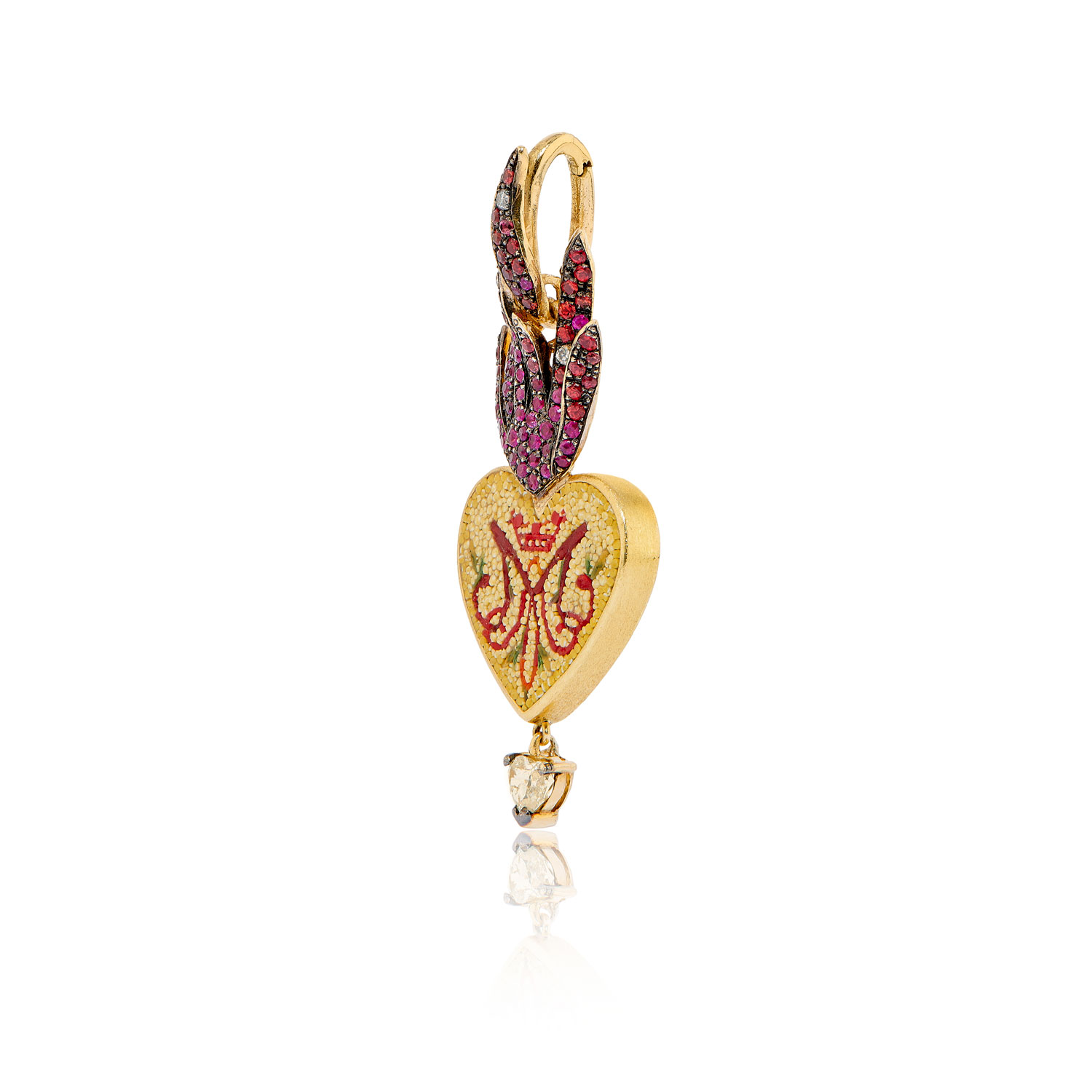 Le Sibille Miriam Pendente cuore oro 18kt rubini zaffiri