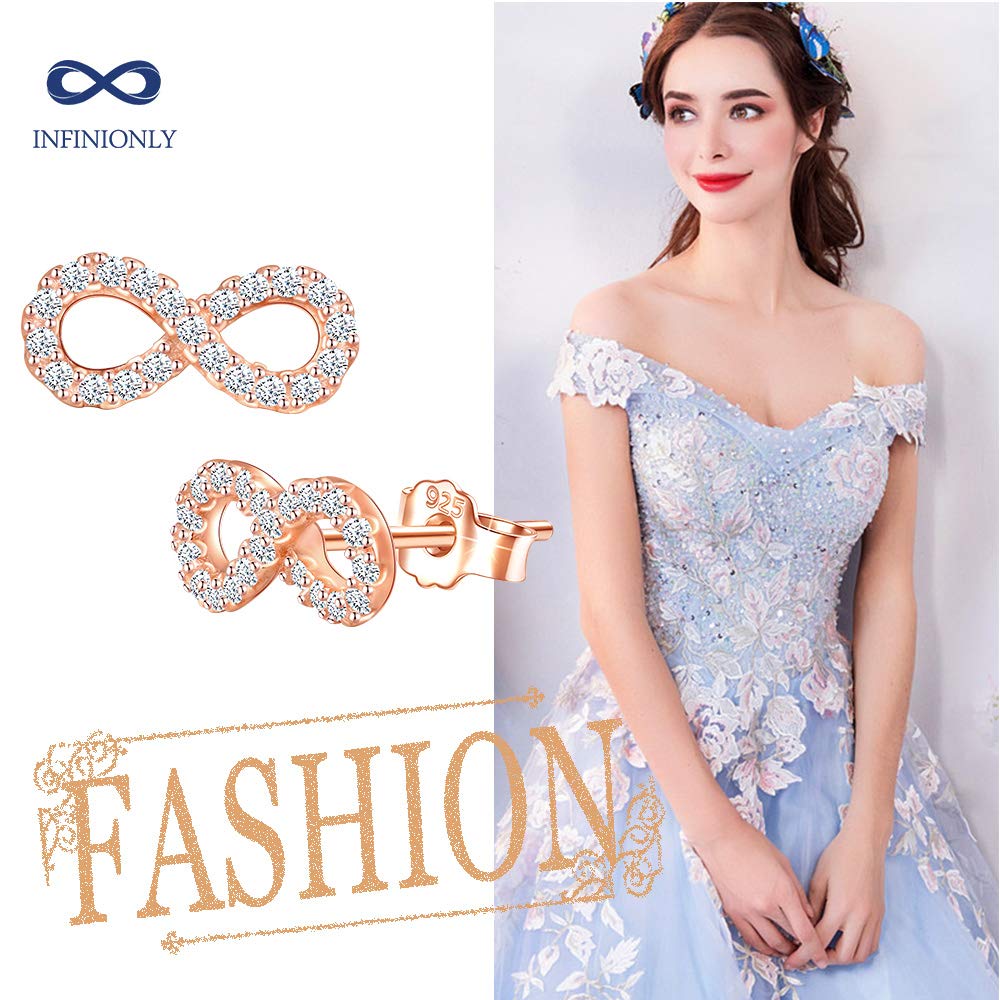 INFINIONLY Infinito orecchini argento oro rosa zirconi