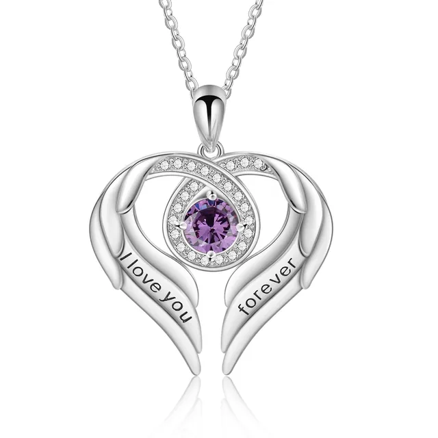 Jessemade Ala collana argento 925 cuore Love You Forever