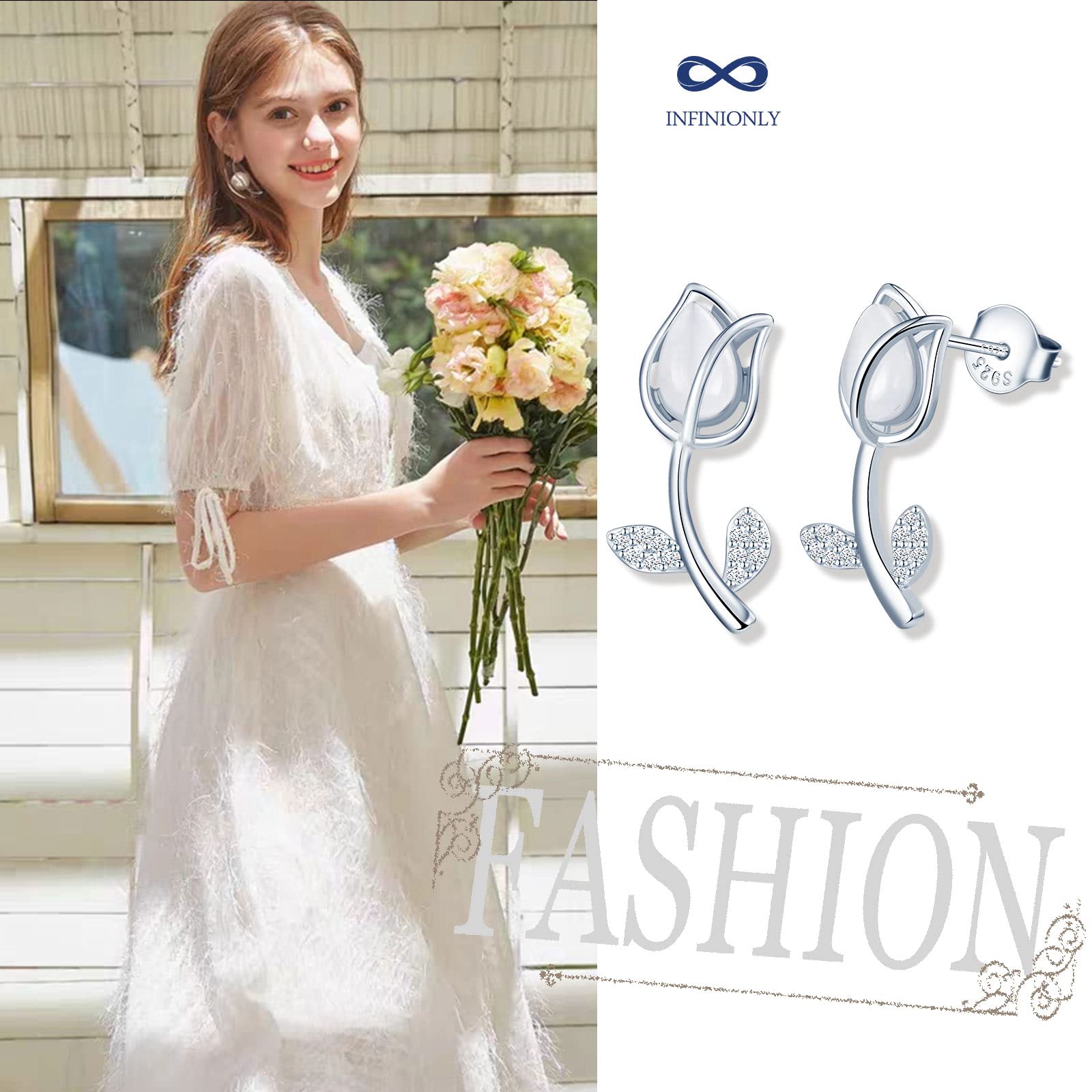 Infinionly Fashion Earrings orecchini tulipano argento 925 fiore