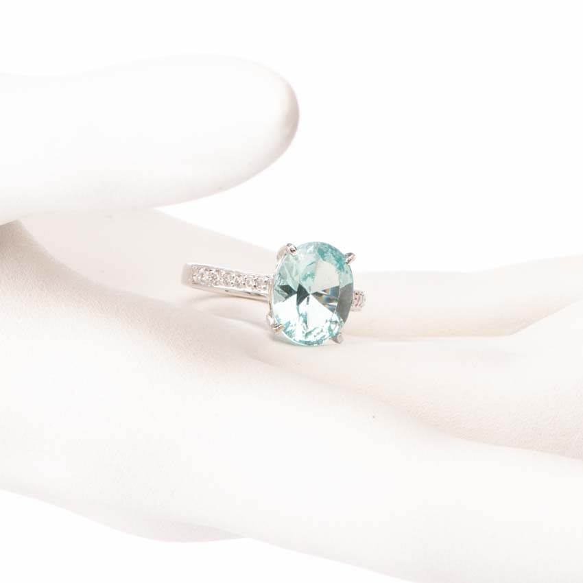 Chic Ad Hoc Anello argento acquamarina gambo zirconi