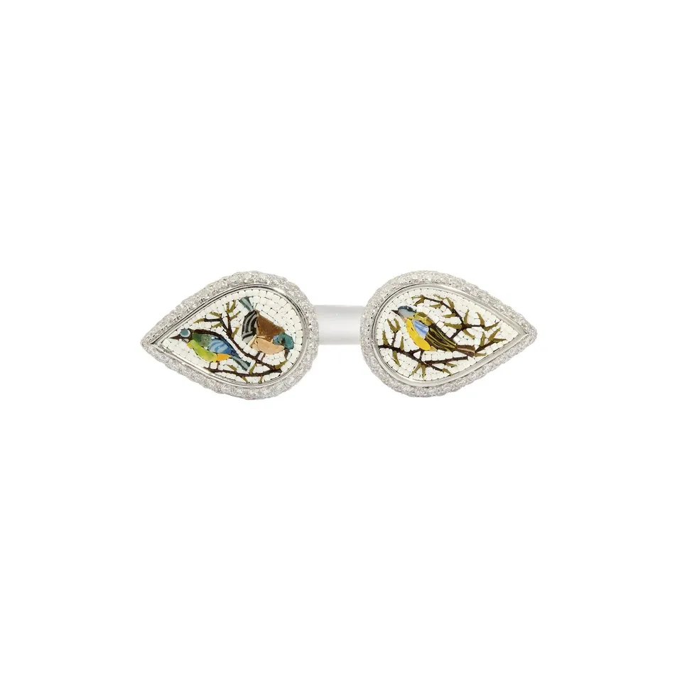 Le Sibille Kimono Ring anello oro bianco diamanti 1,20 ct