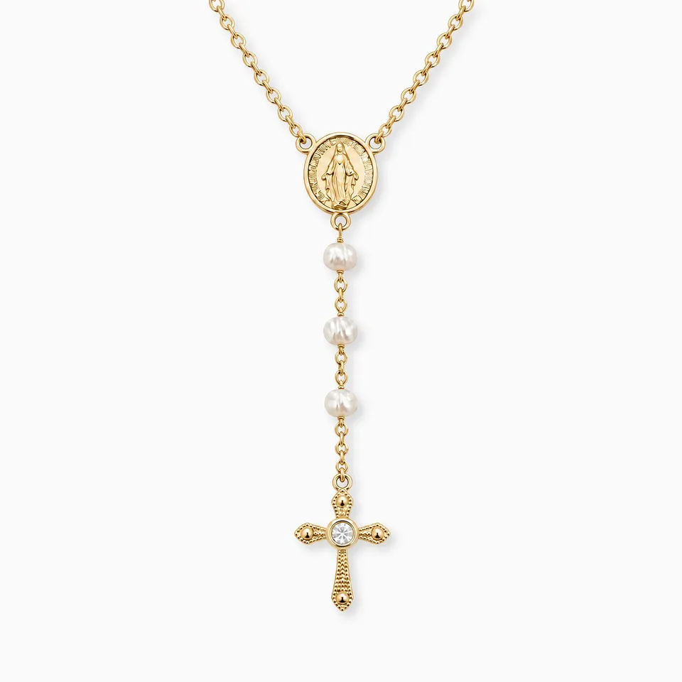 Engelsrufer collana Rosary perle acqua dolce oro 18K