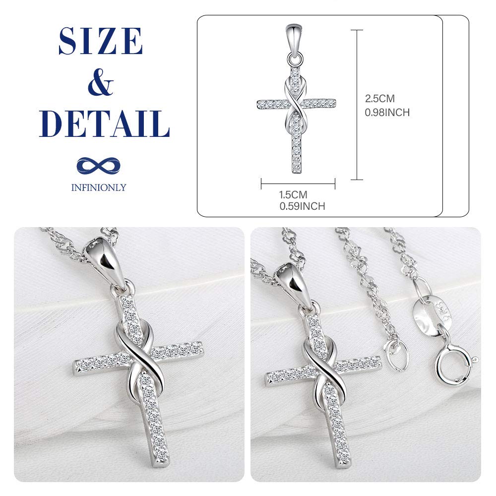 Infinionly Collana Argento 925 Croce Infinito Silver