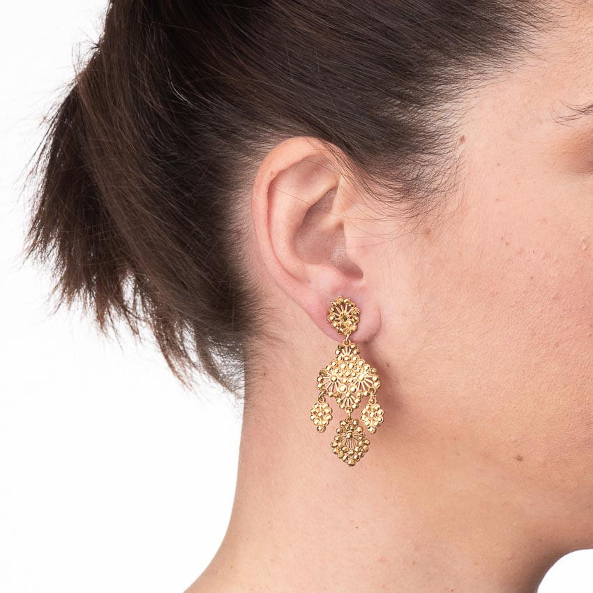 Chic Ad Hoc Orecchini pendenti cristalli oro piccolo