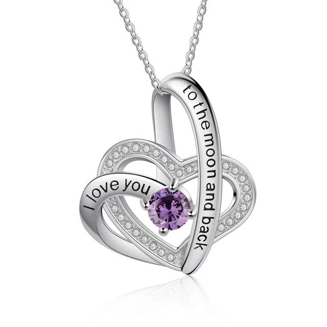 Jessemade Gioielli Collana Cuore Argento 925 Pietra Febbraio
