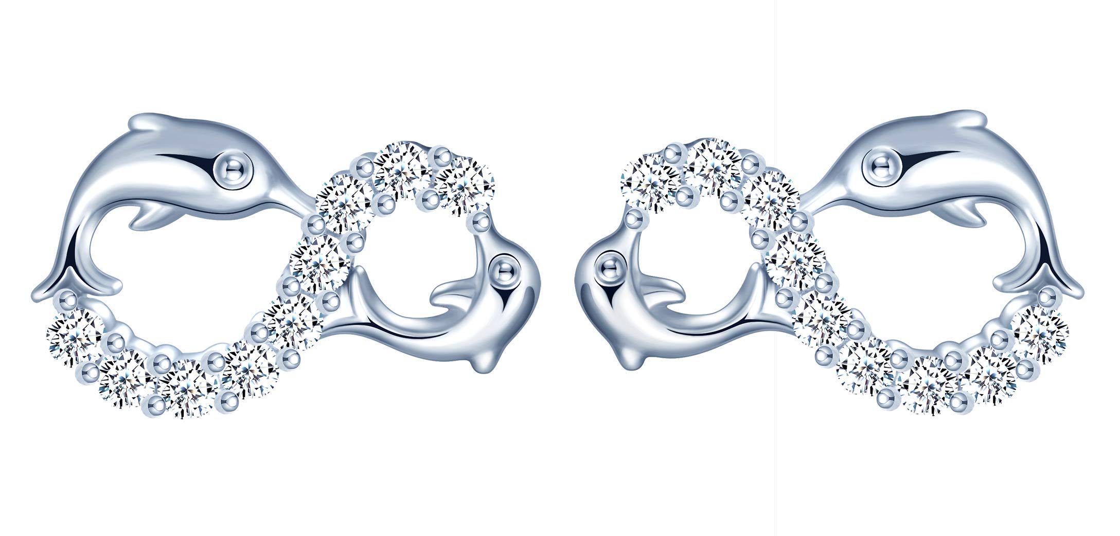 Infinionly Orecchini Delfino Infinito Argento 925 Zirconi Silver