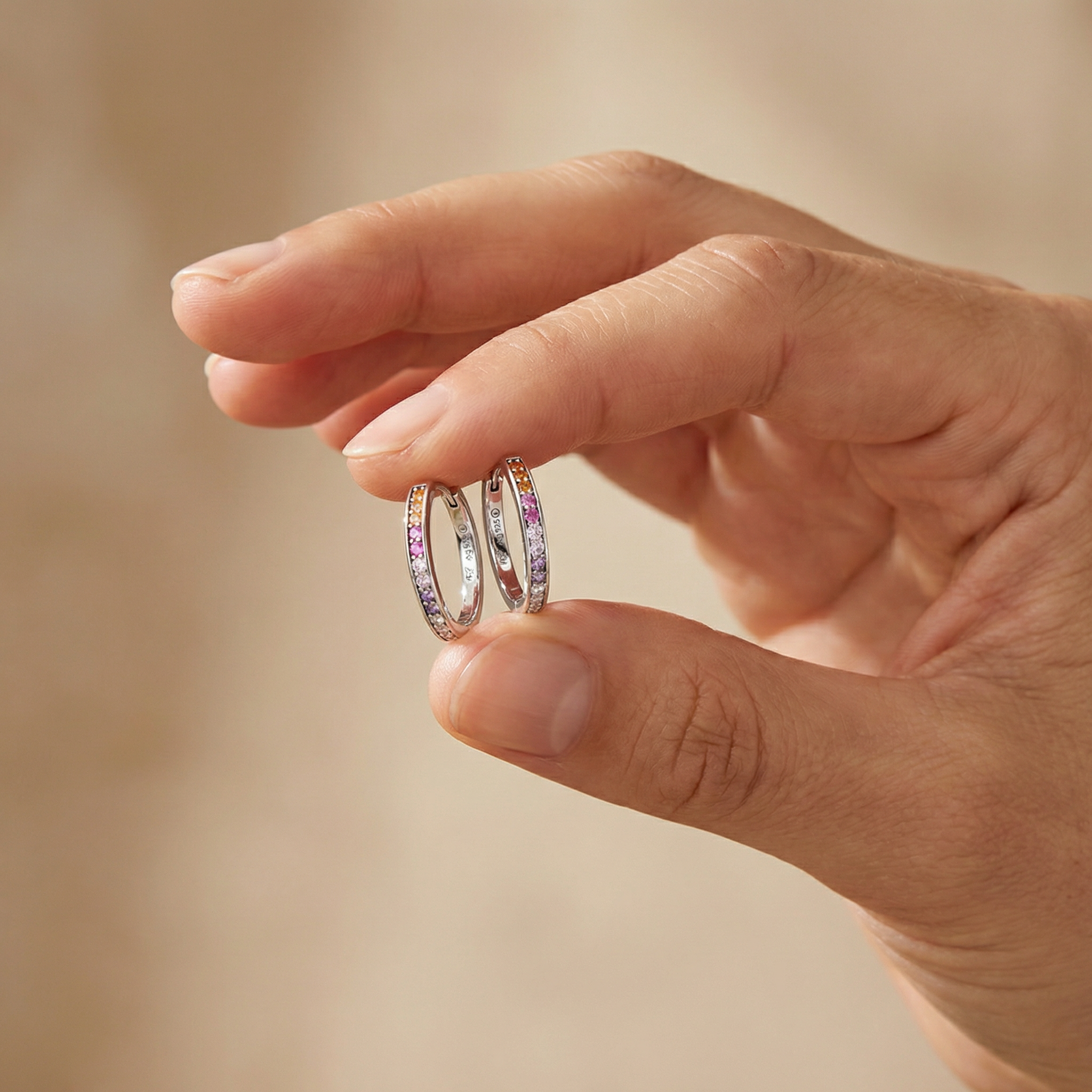 Engelsrufer Creole Orecchini Argento Arcobaleno Zirconia