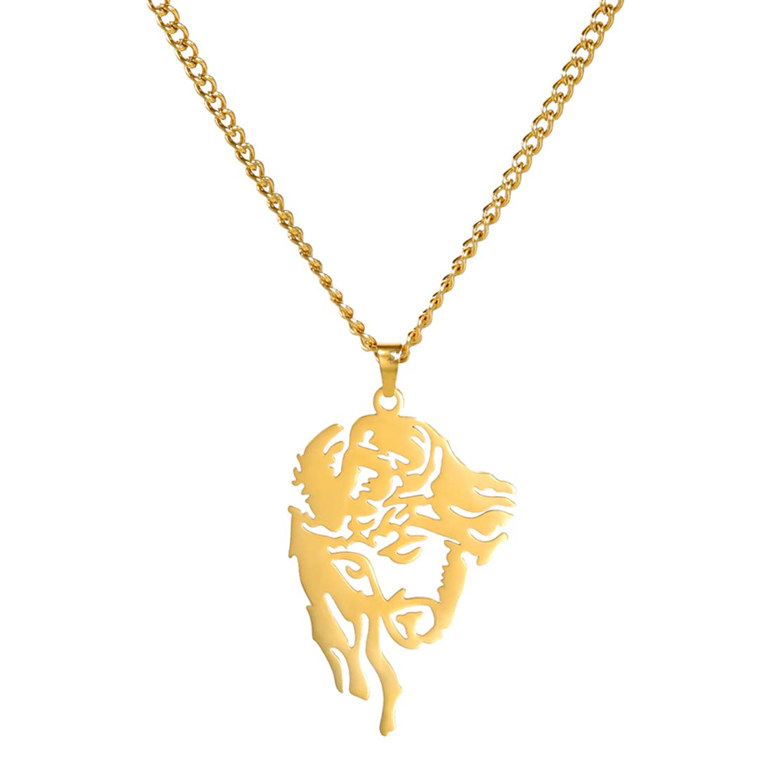 EUEAVAN Necklaces collana testa Gesù acciaio argento religiosa