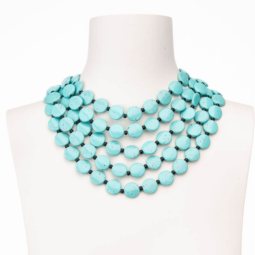 Chic Ad Hoc Collana corta multifili turchese estiva