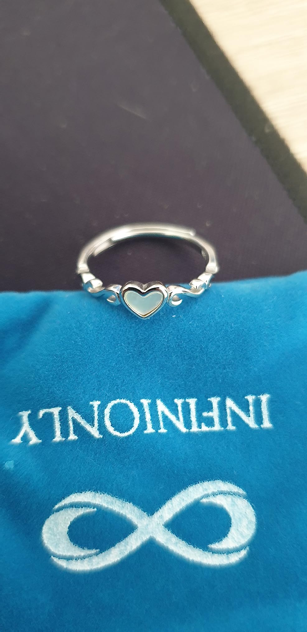 INFINIONLY Fashion Rings anello argento 925 cuore regolabile