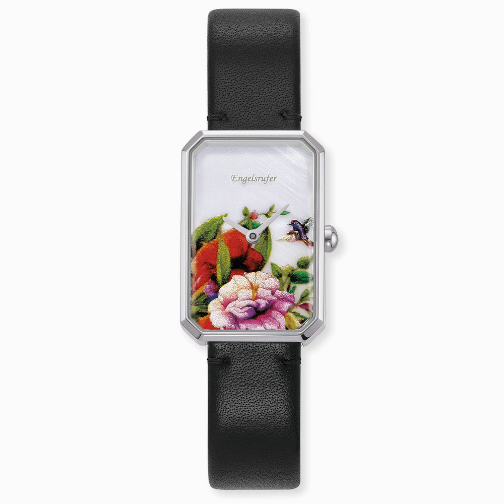 Engelsrufer Romantic Garden orologio fiore pelle nera
