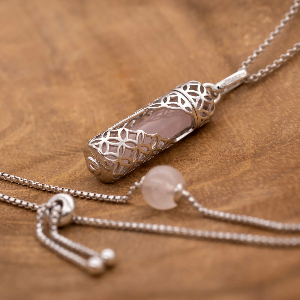 Engelsrufer Powerful Stone collana argento quarzo rosa M