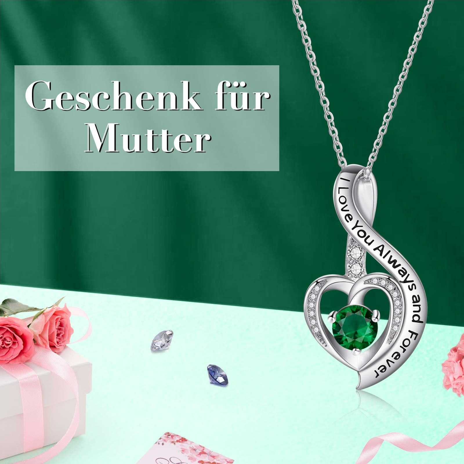 Jessemade Gioielli Collana Argento 925 Cuore Zirconi Regalo Mamma