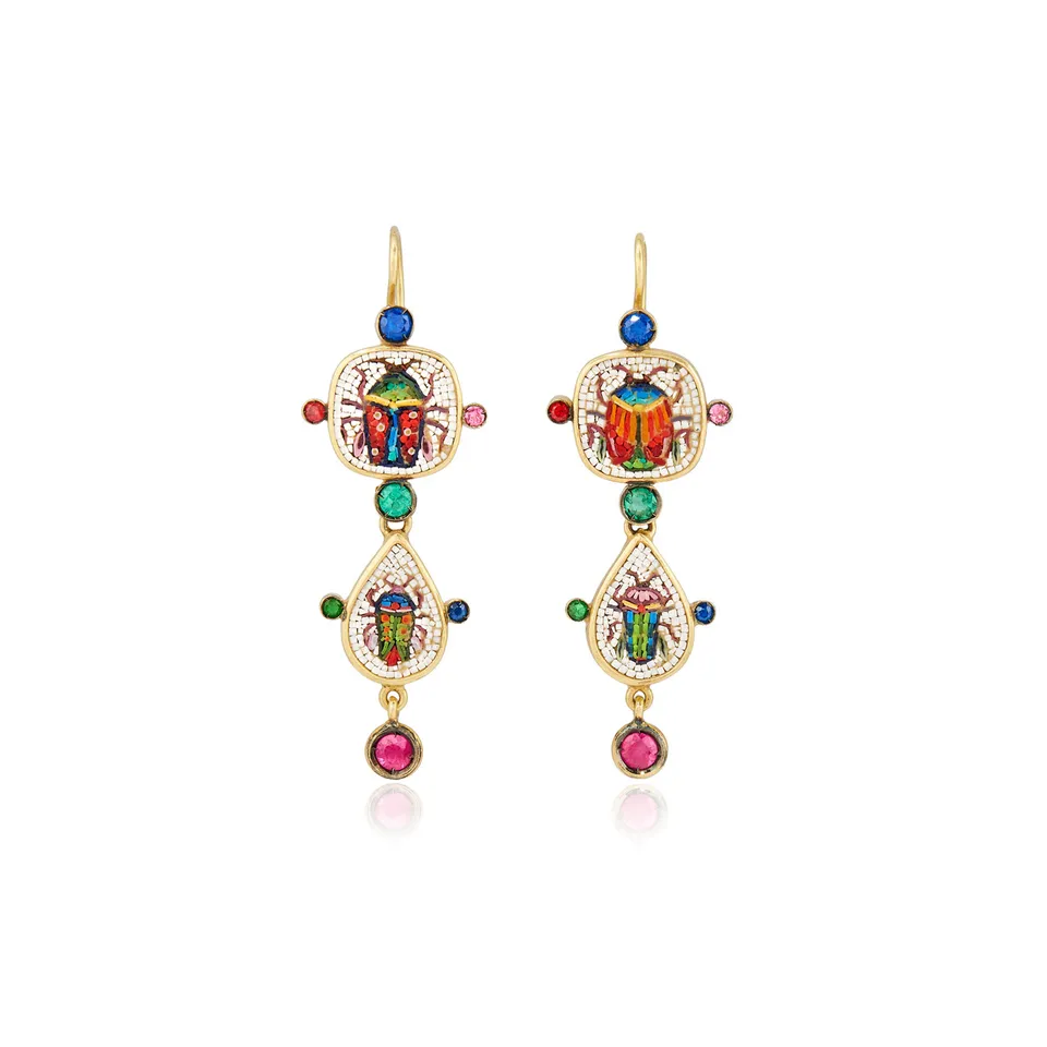 Le Sibille Shiva orecchini oro 18ct rubini smeraldi
