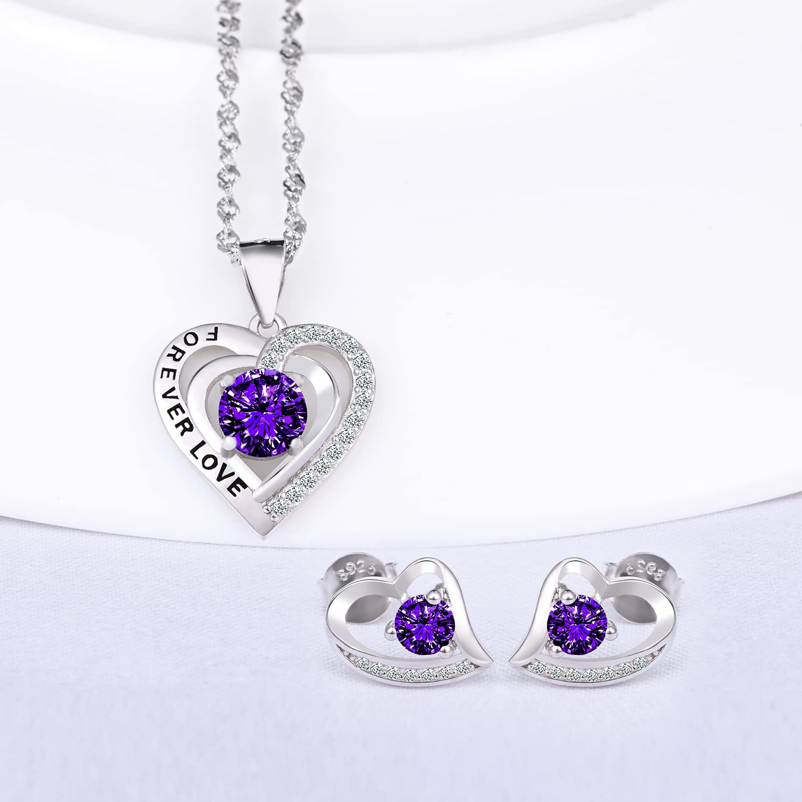 INFINIONLY Fashion Parure Cuore Viola Argento 925 Forever Love