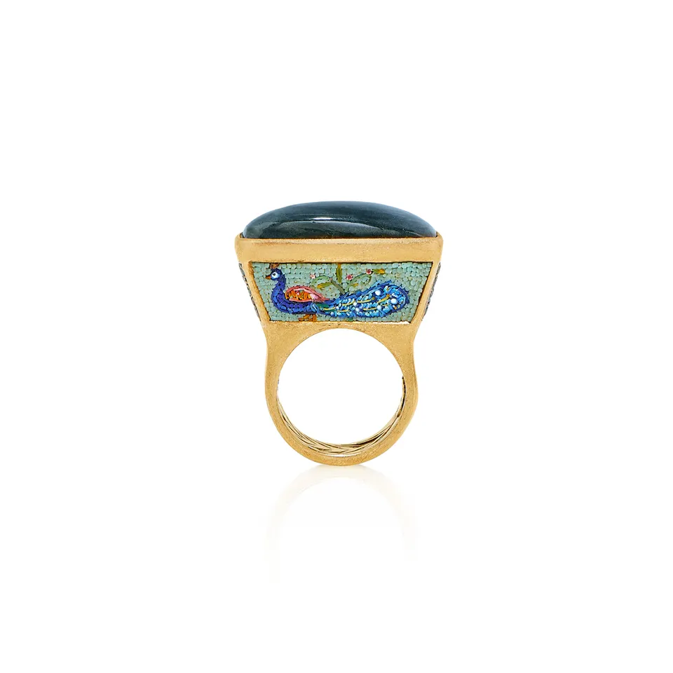 Le Sibille San Clemente Anello oro labradorite diamanti