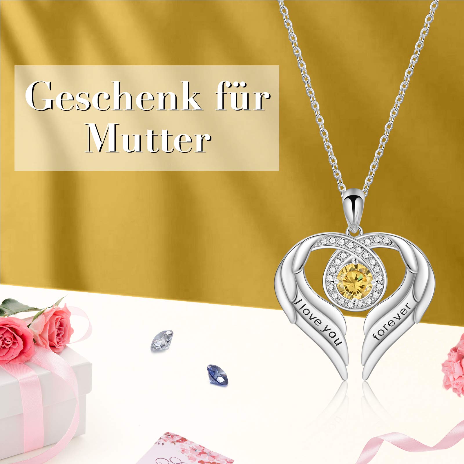 Jessemade Gioielli collana ala argento 925 love forever